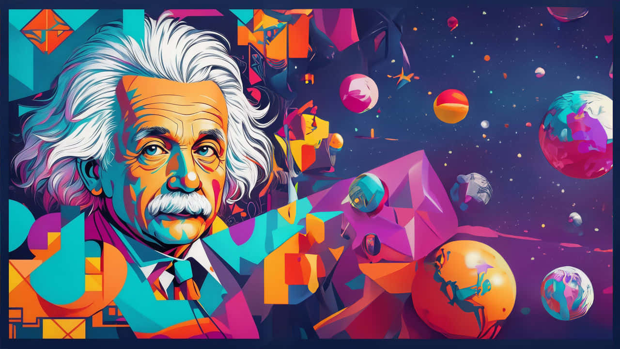 Colorful Einstein Cosmic Imagination Wallpaper