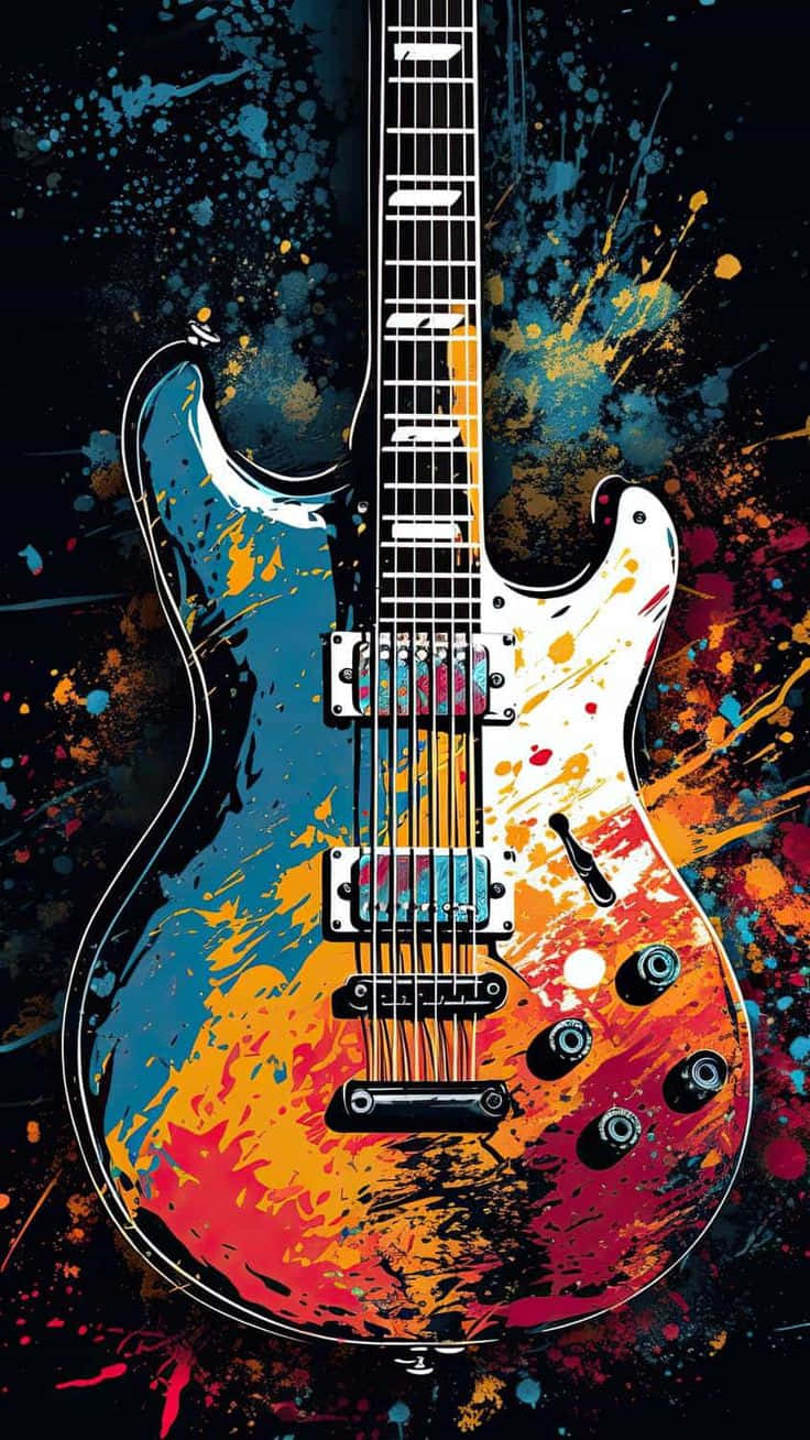 Colorful Electric Guitar Artwork Wallpaper