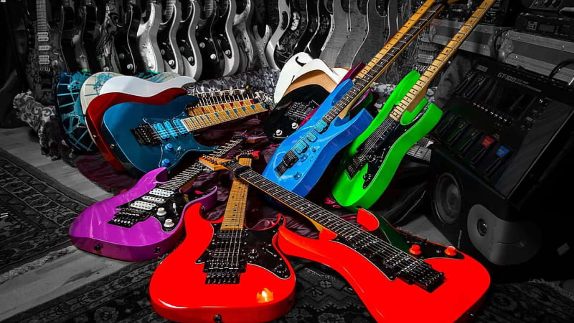 Colorful Electric Guitars Collection Wallpaper