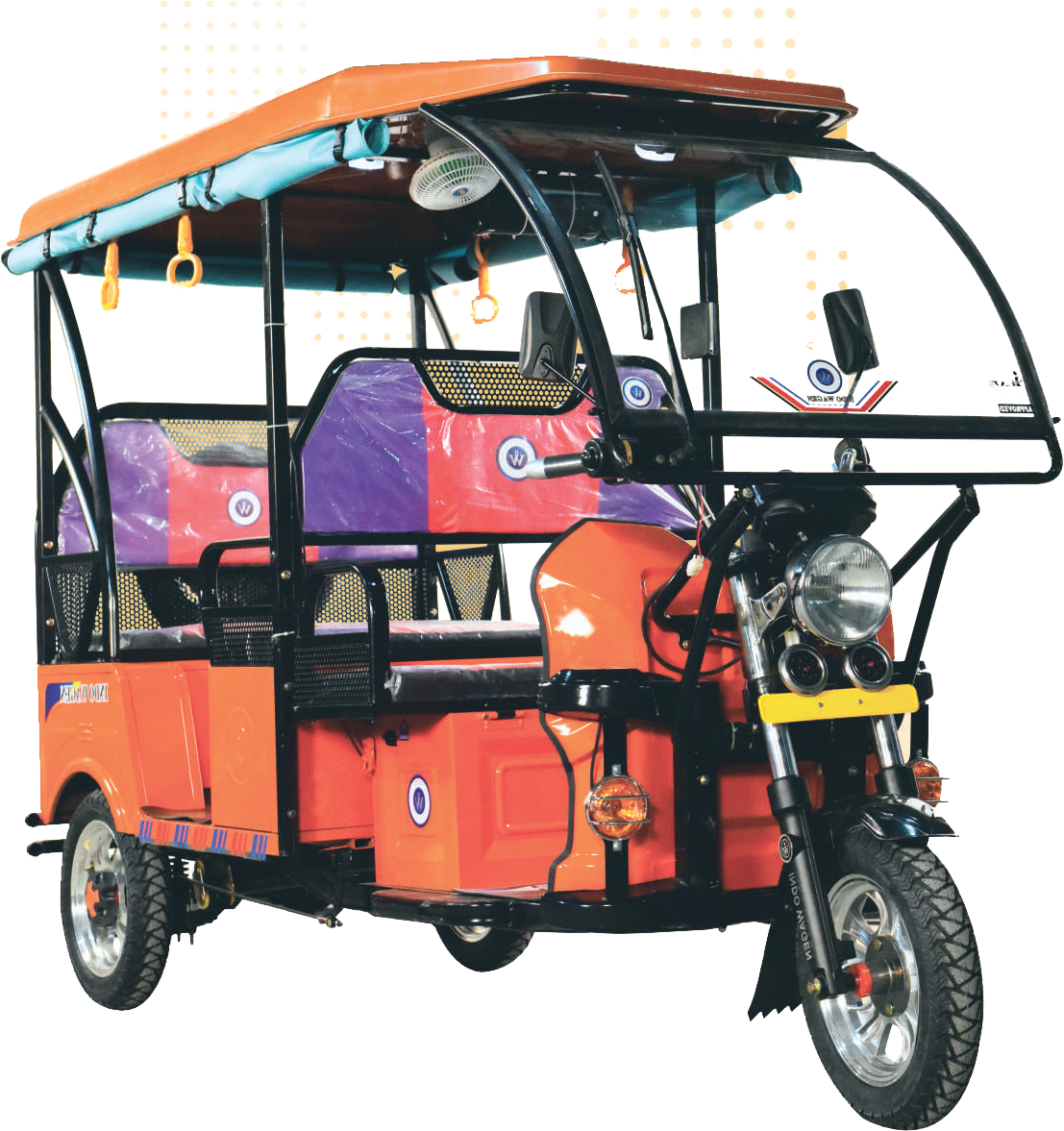 Colorful Electric Rickshaw Side View PNG