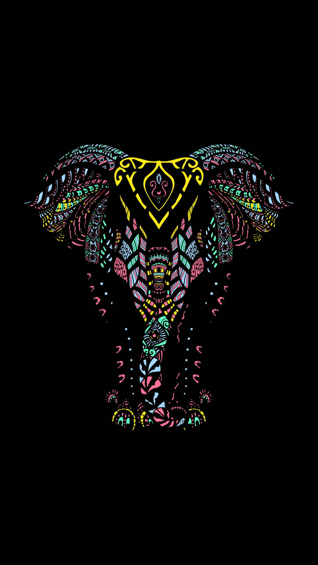 Coloratoe Intricato Design Di Tatuaggio Di Elefante Sfondo
