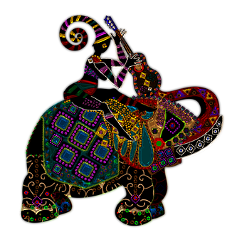 Colorful Elephantand Rider Artwork PNG