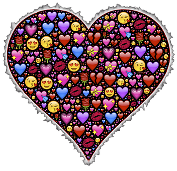 Colorful Emoji Heart Pattern PNG