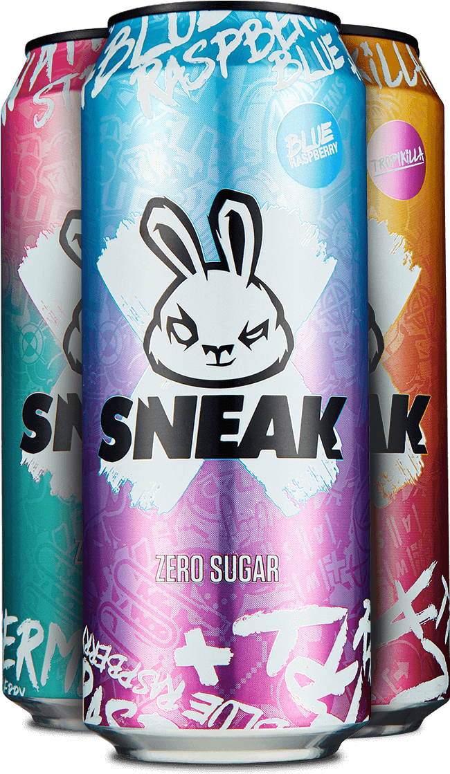 Colorful Energy Drink Cans Sneak Brand PNG