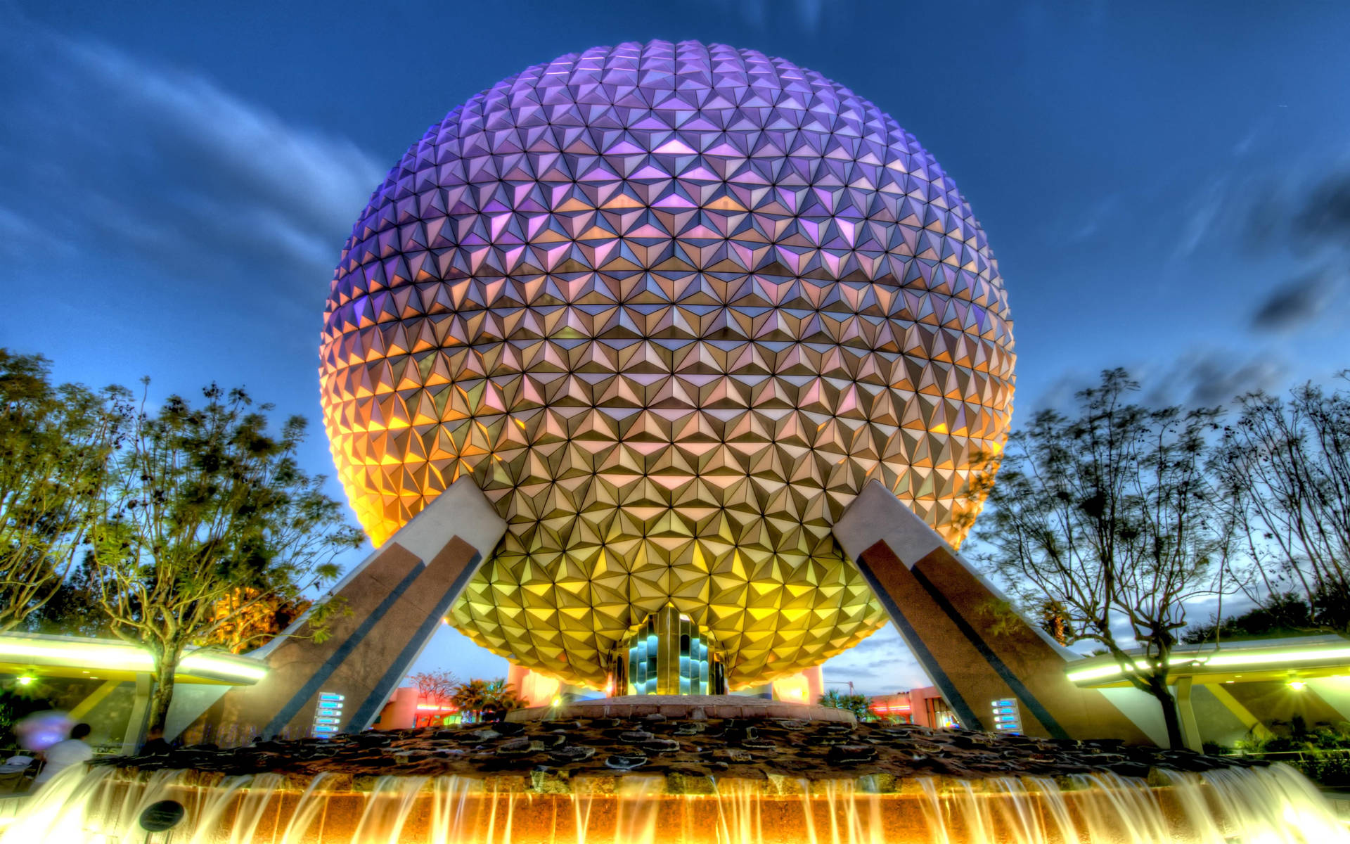 Colorful Epcot Globe In The Evening Wallpaper