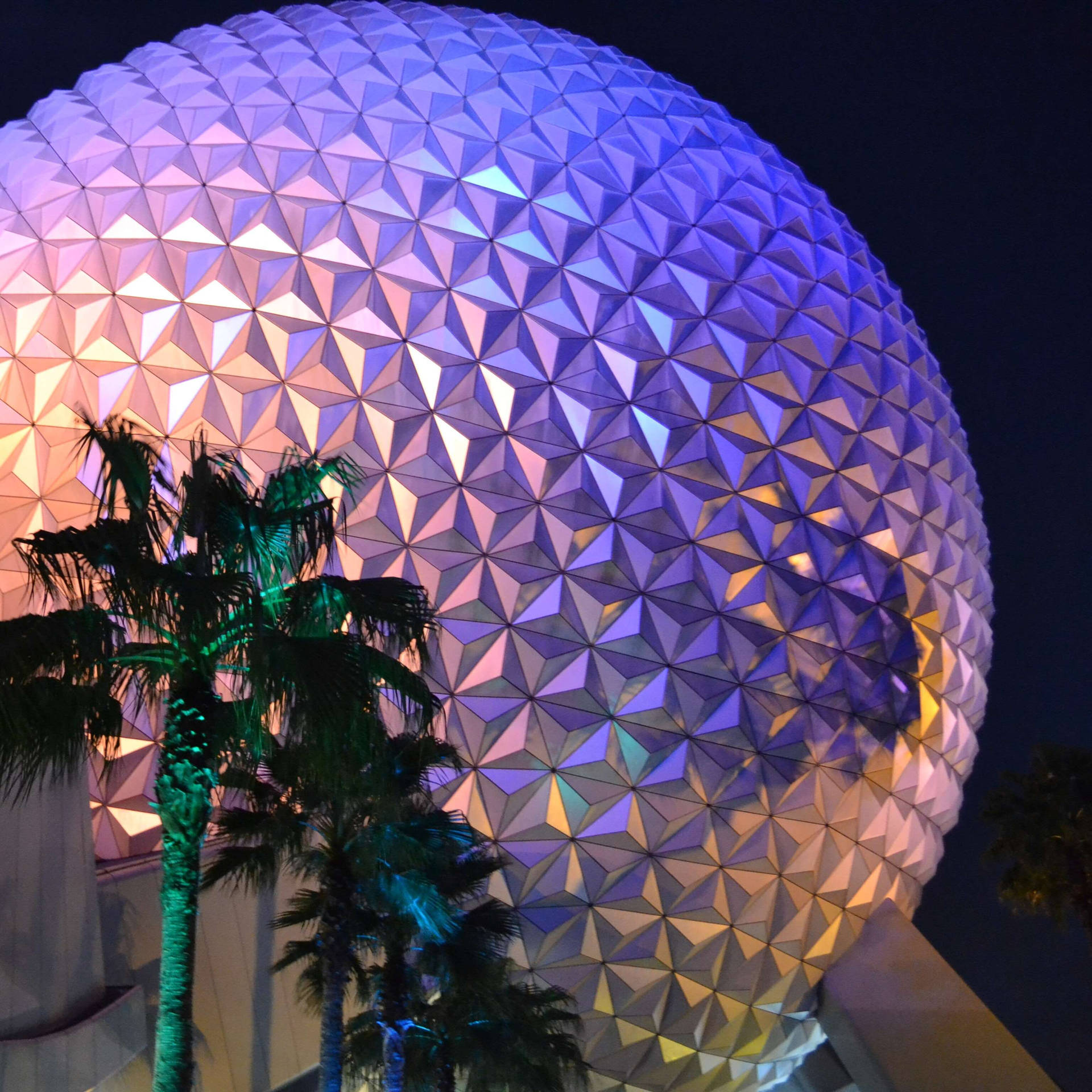 Colorful Epcot Globe With Trees Wallpaper