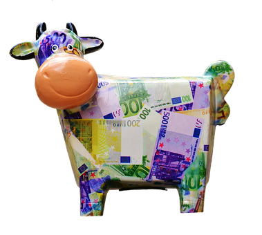 Colorful Euro Cow Sculpture PNG
