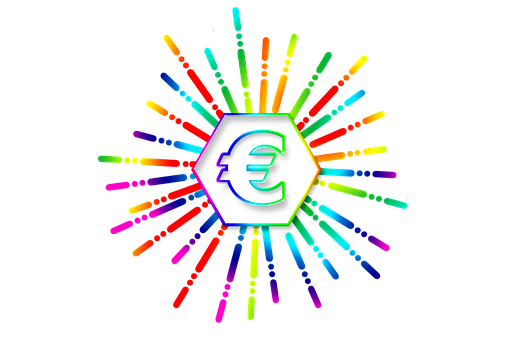 Colorful Euro Symbol Explosion PNG