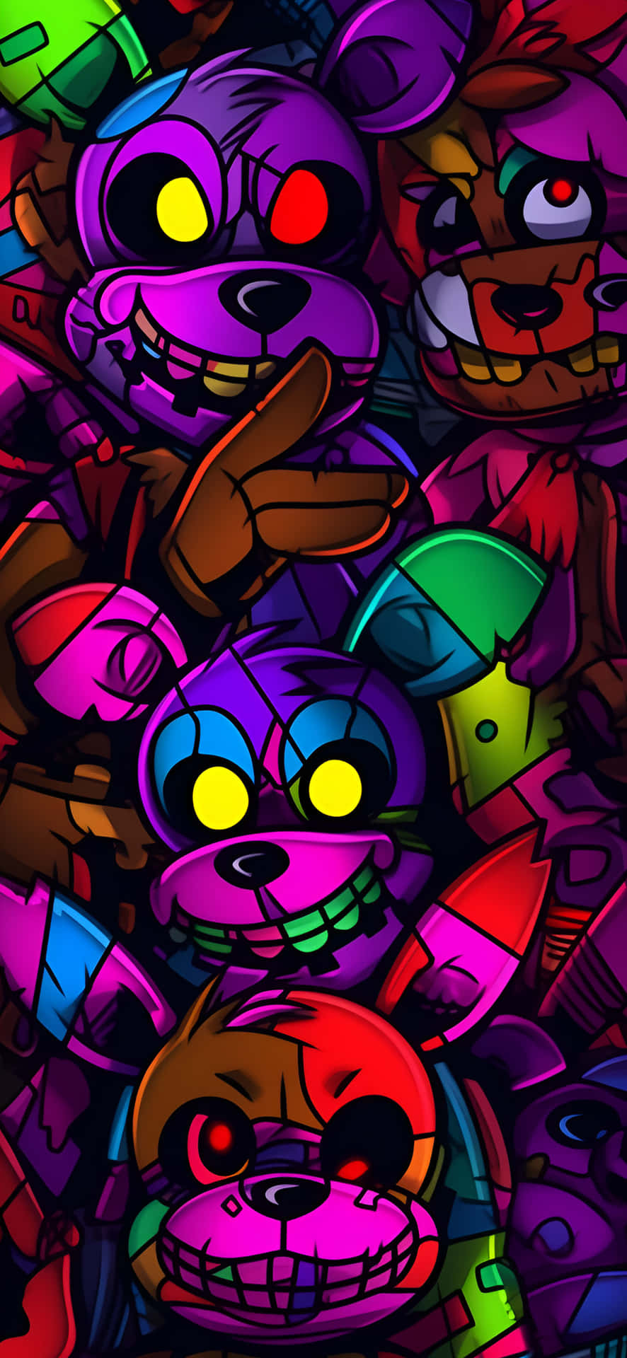 Colorful_ F N A F_ Character_ Collage.jpg Wallpaper