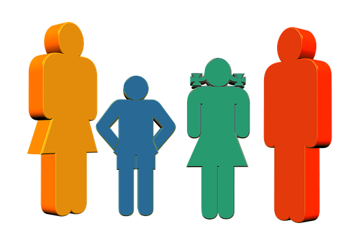 Colorful Family Silhouette Graphic PNG