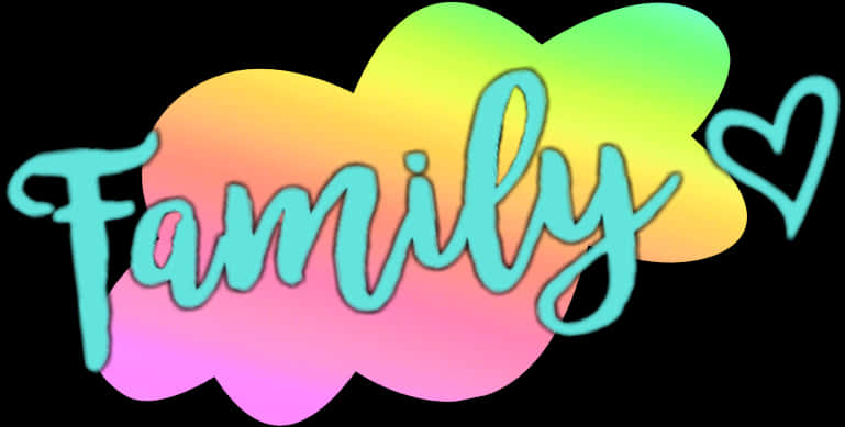 Colorful Family Word Art PNG