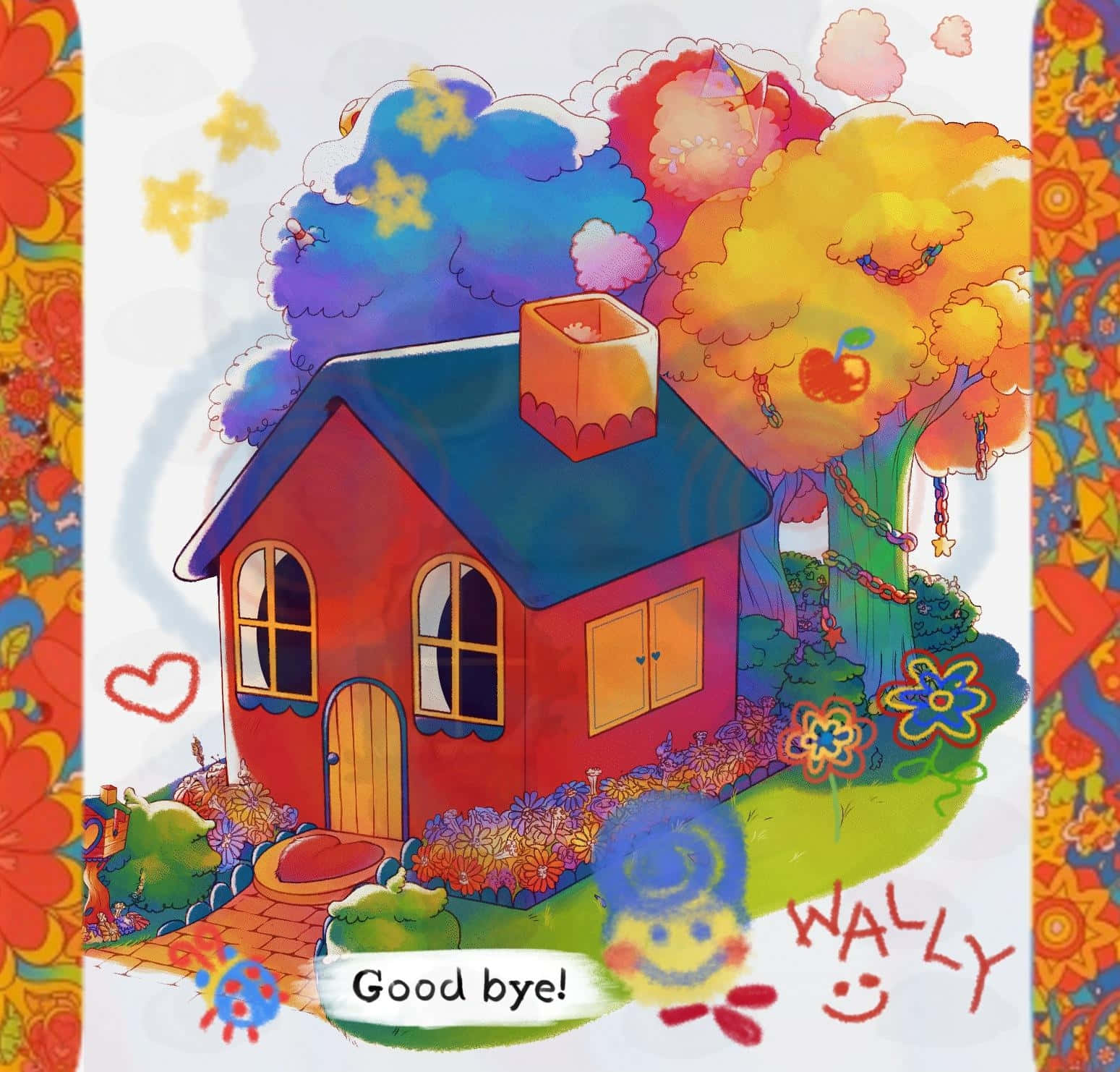Colorful Farewell House Illustration Wallpaper