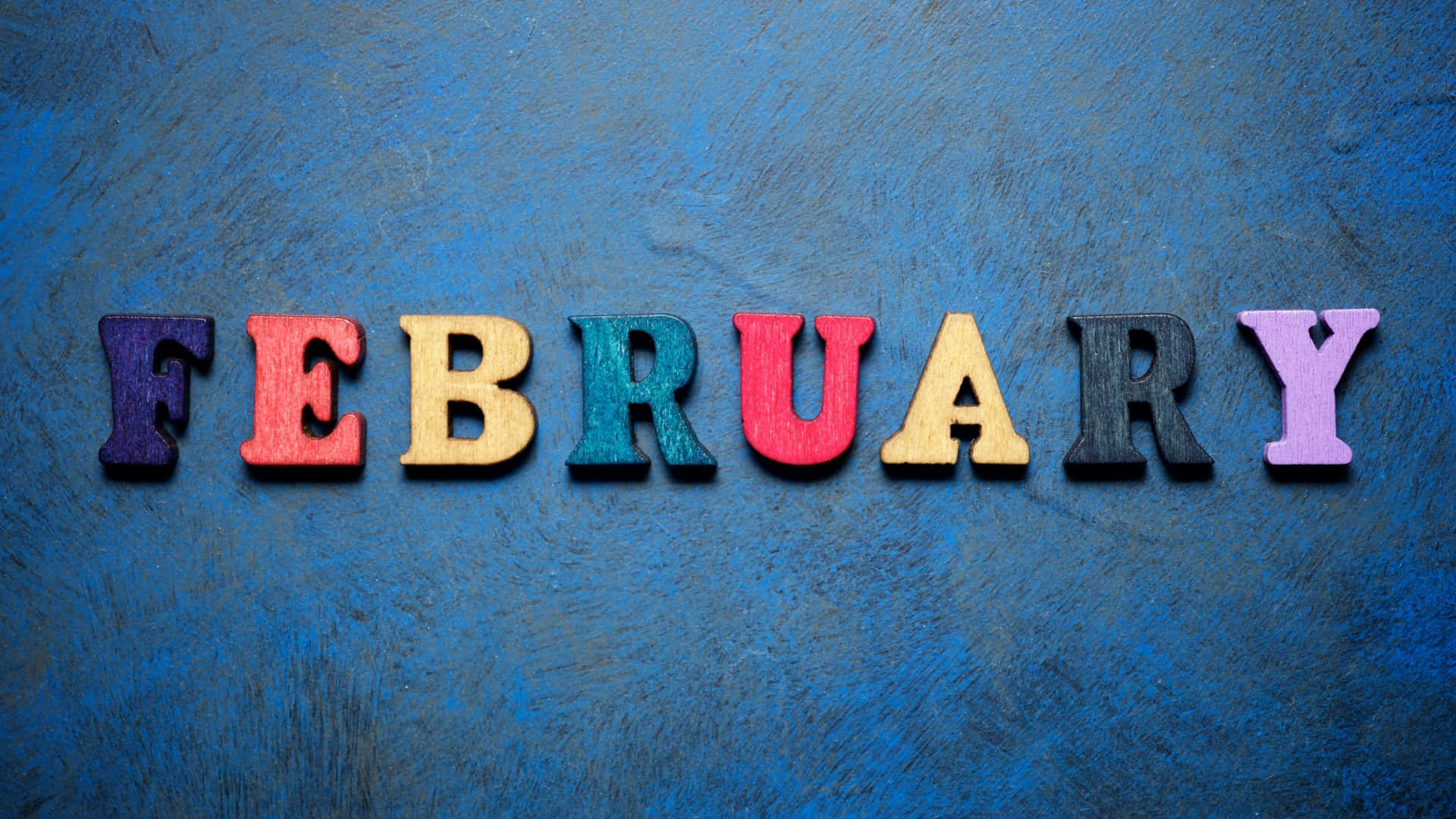 Colorful February Texton Blue Background Wallpaper