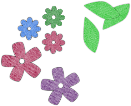 Colorful_ Felt_ Flowers_and_ Leaves PNG