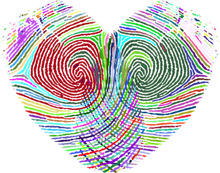 Colorful Fingerprint Heart Art PNG
