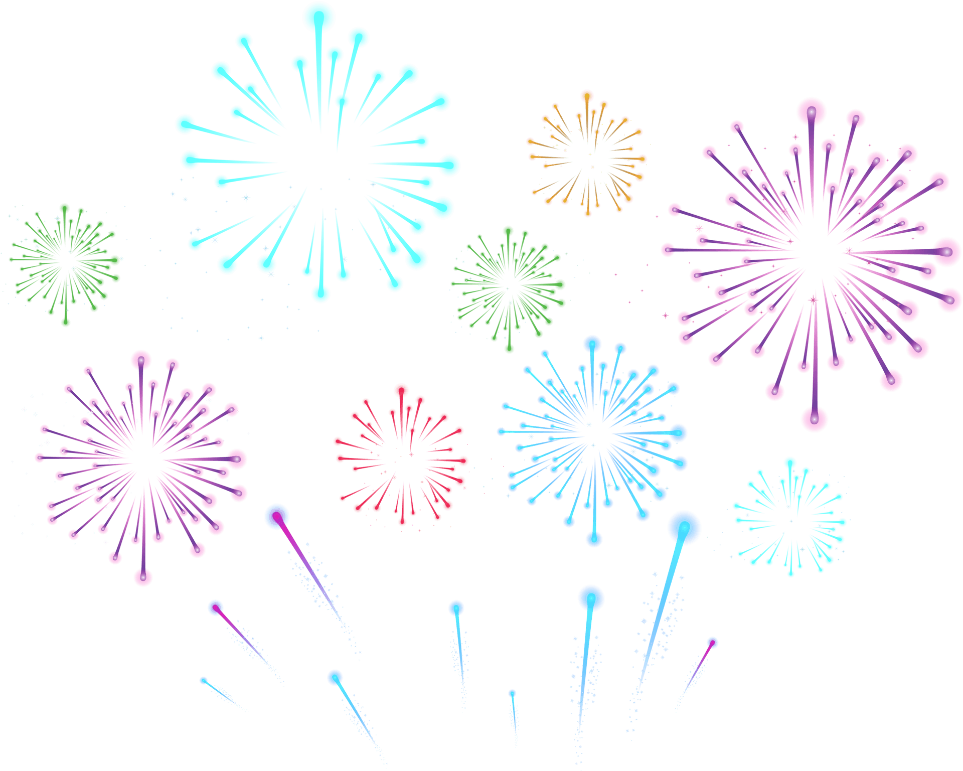 Colorful Fireworks Display Clipart PNG