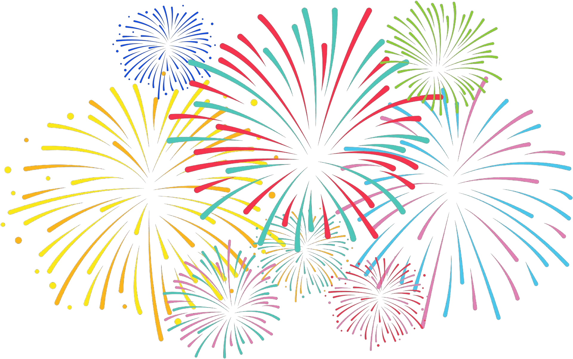 Colorful Fireworks Display Clipart PNG