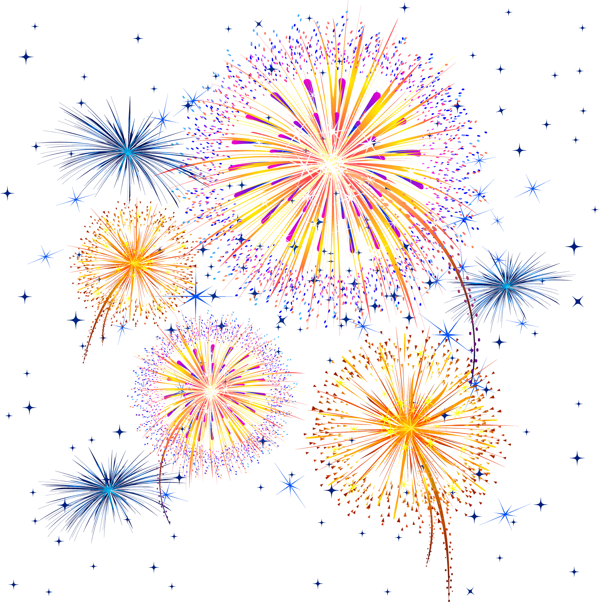 Colorful Fireworks Display Clipart PNG