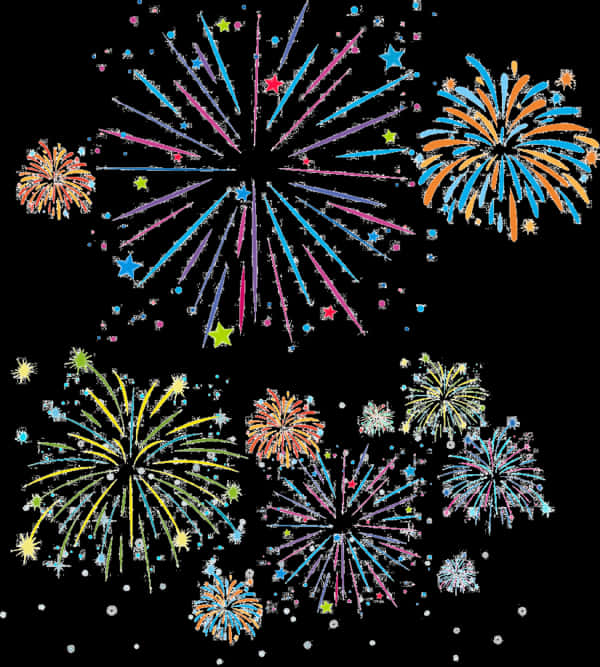 Colorful Fireworks Display Diwali Celebration PNG