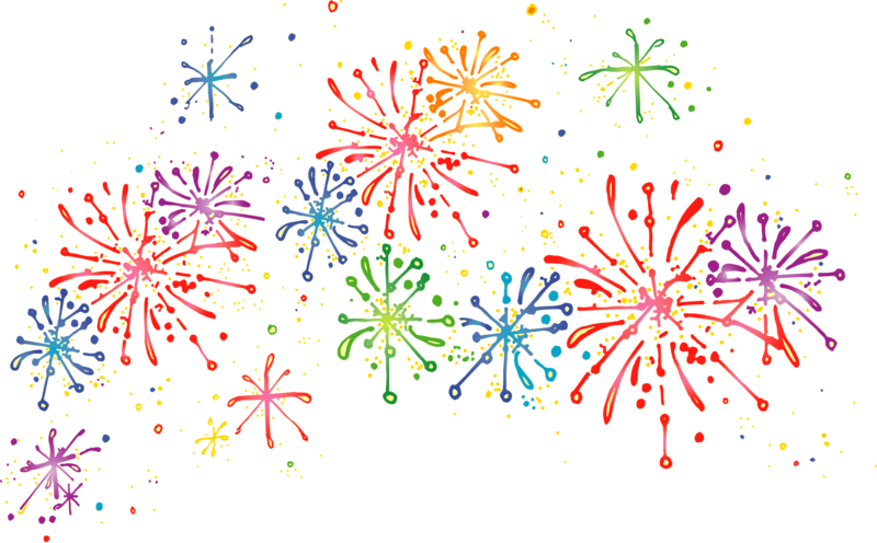 Colorful Fireworks Display Illustration PNG