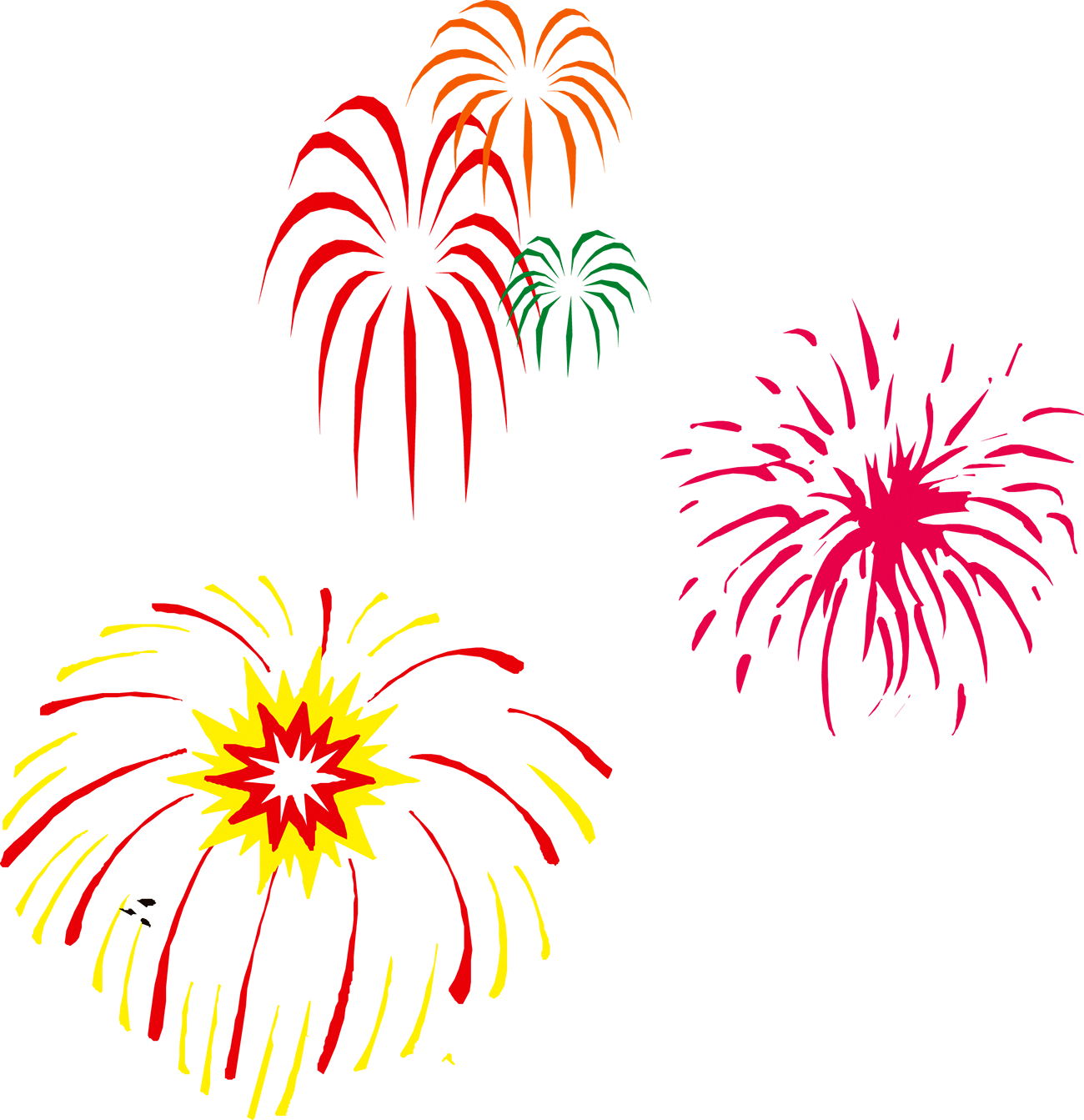 Colorful Fireworks Display Illustration PNG