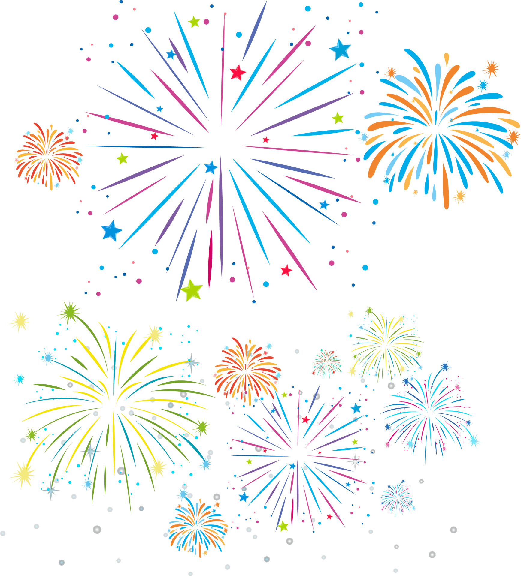 Colorful Fireworks Display PNG