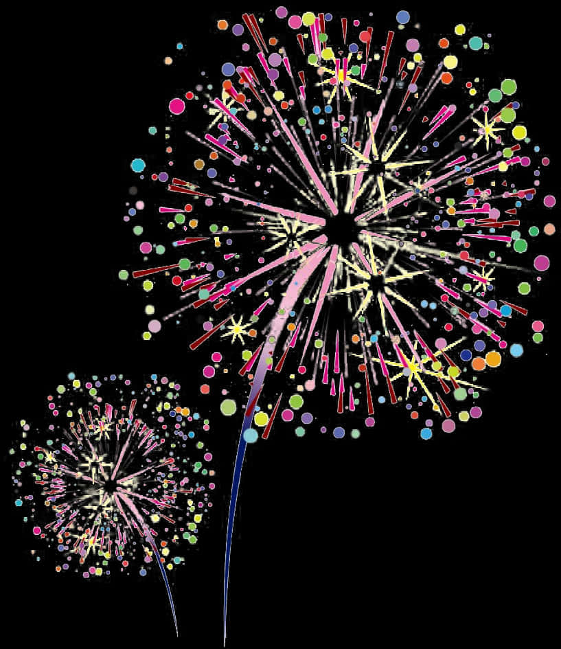 Colorful Fireworks Illustration Diwali Celebration PNG