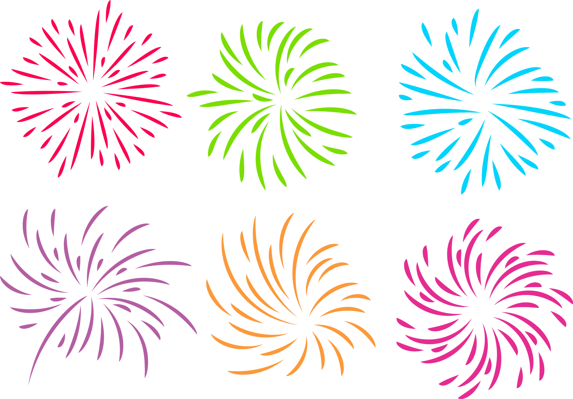 Colorful Fireworks Illustration PNG