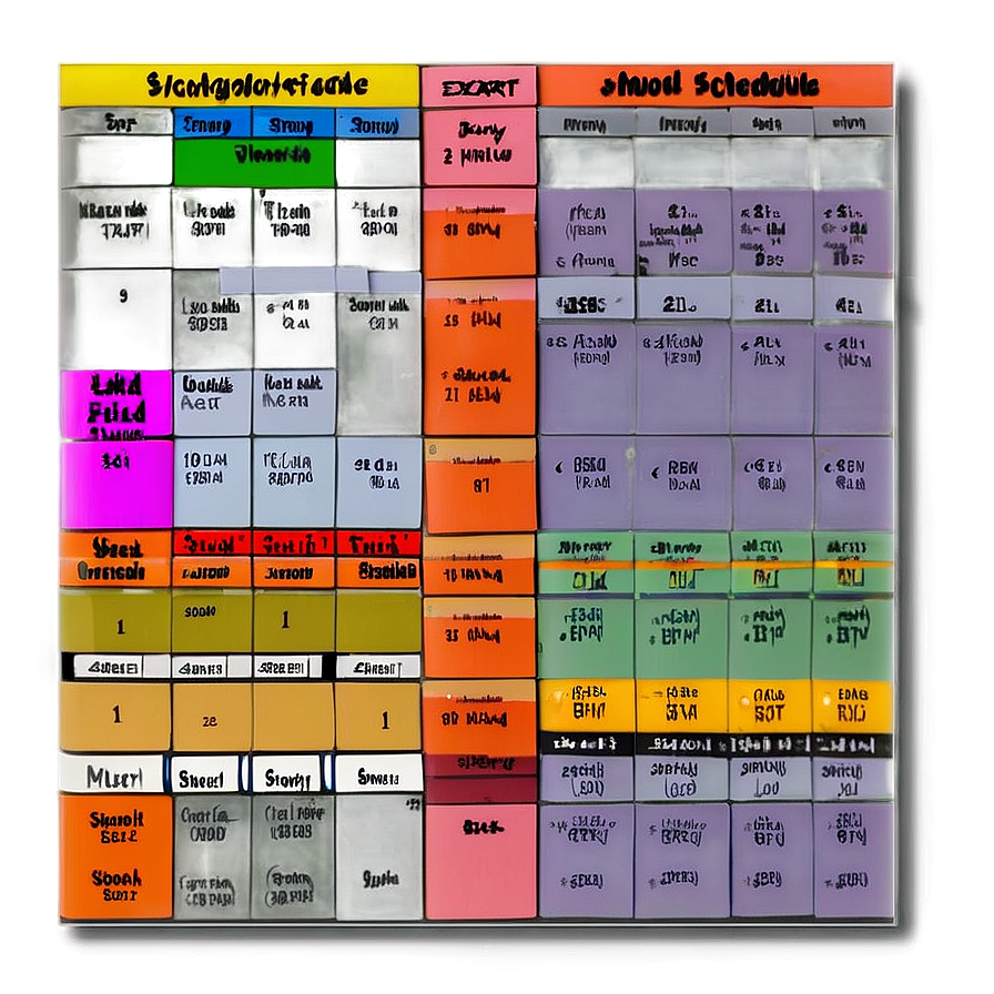 Colorful First Day School Schedule PNG