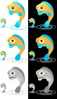 Colorful Fish Evolution Sequence PNG