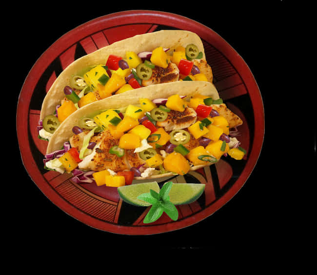 Colorful Fish Tacoswith Mango Salsa PNG