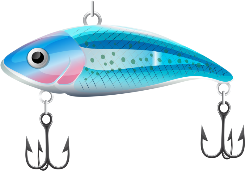Colorful Fishing Lurewith Treble Hooks PNG