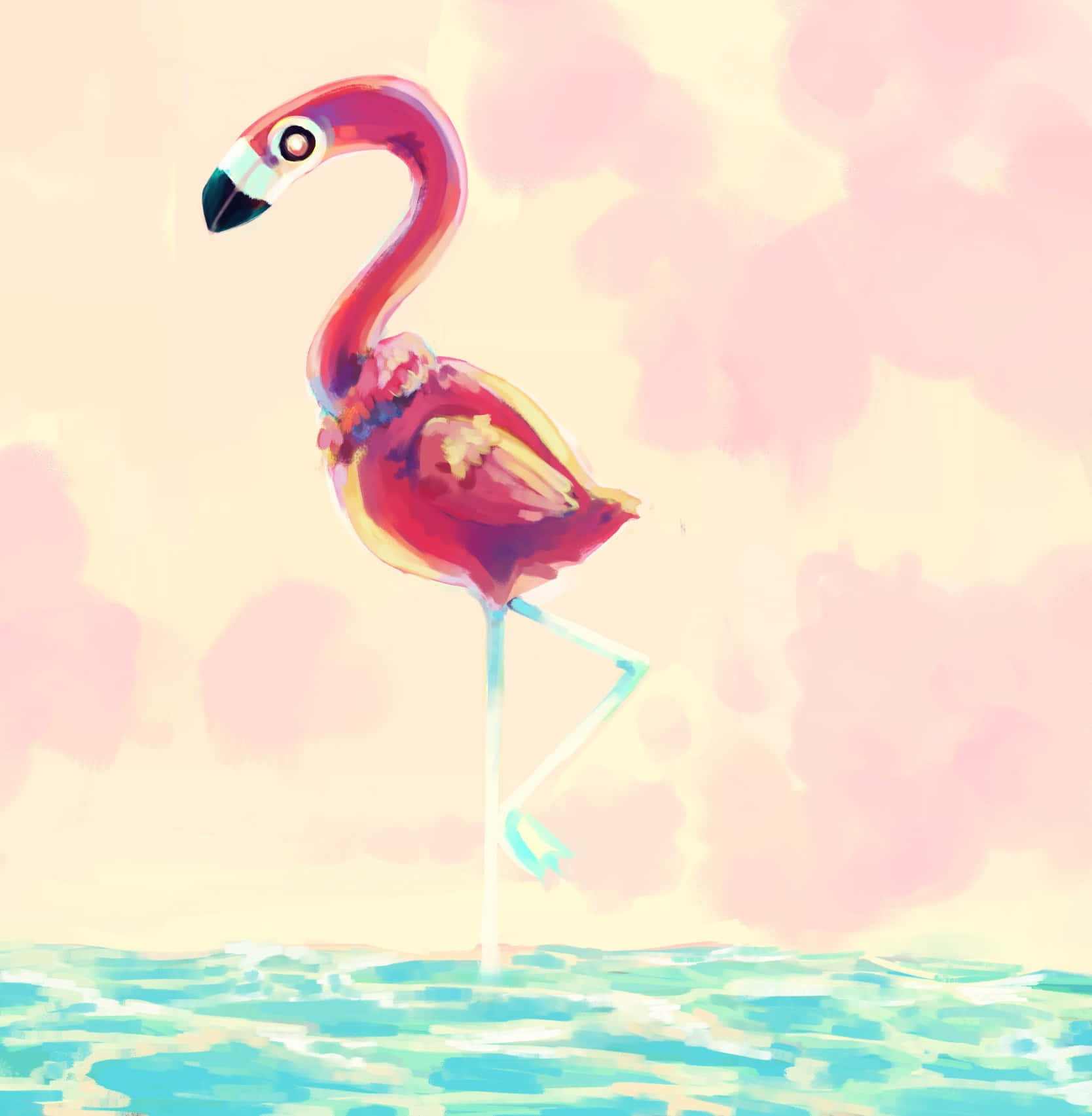 Colorful Flamingo Artwork Wallpaper