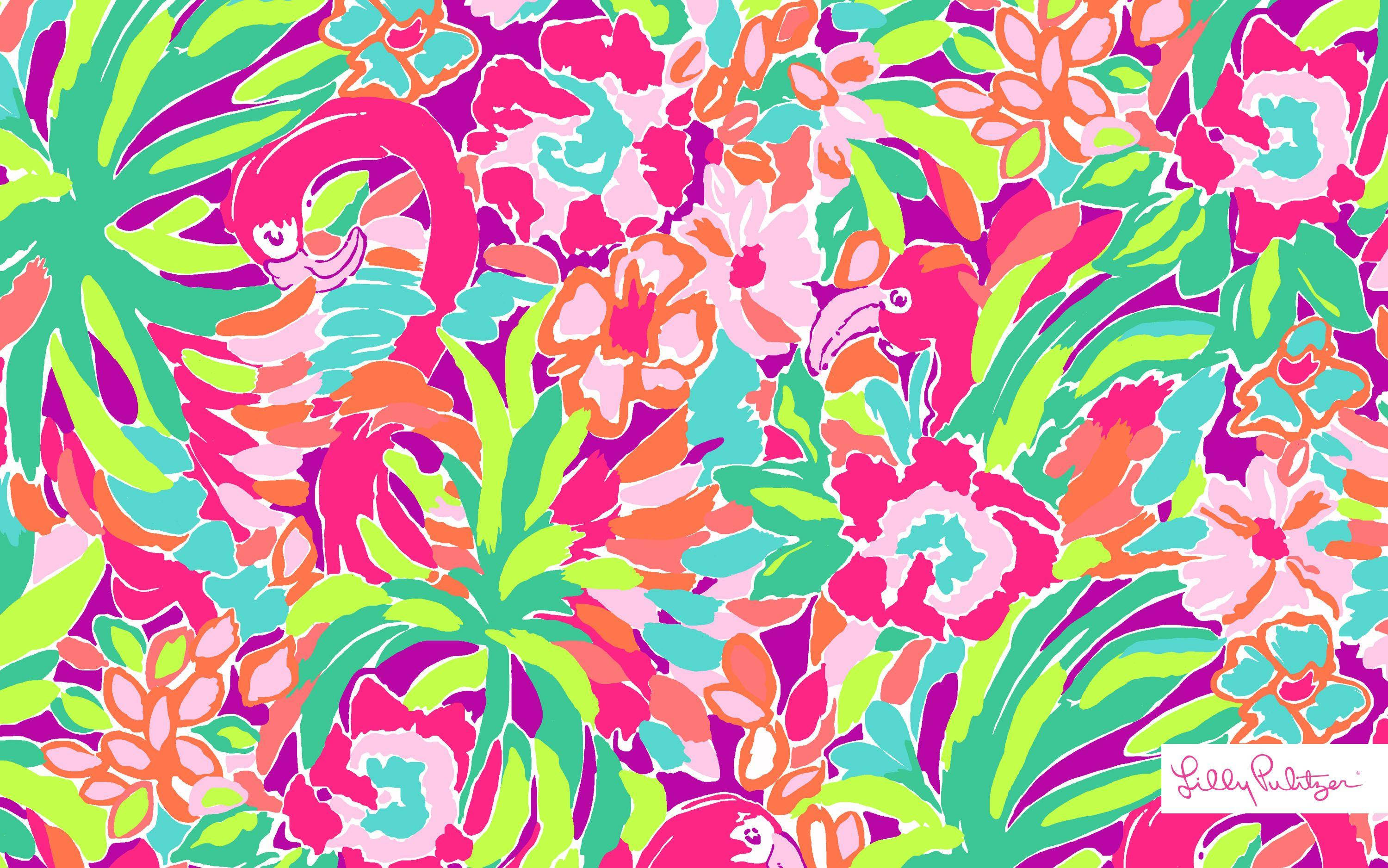 Colorful Flamingos Lilly Pulitzer Desktop Wallpaper