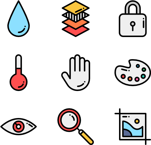 Colorful Flat Design Icons Set PNG