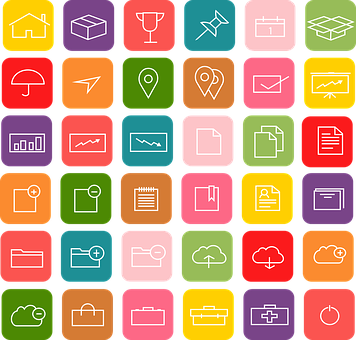 Colorful Flat Icons Set PNG