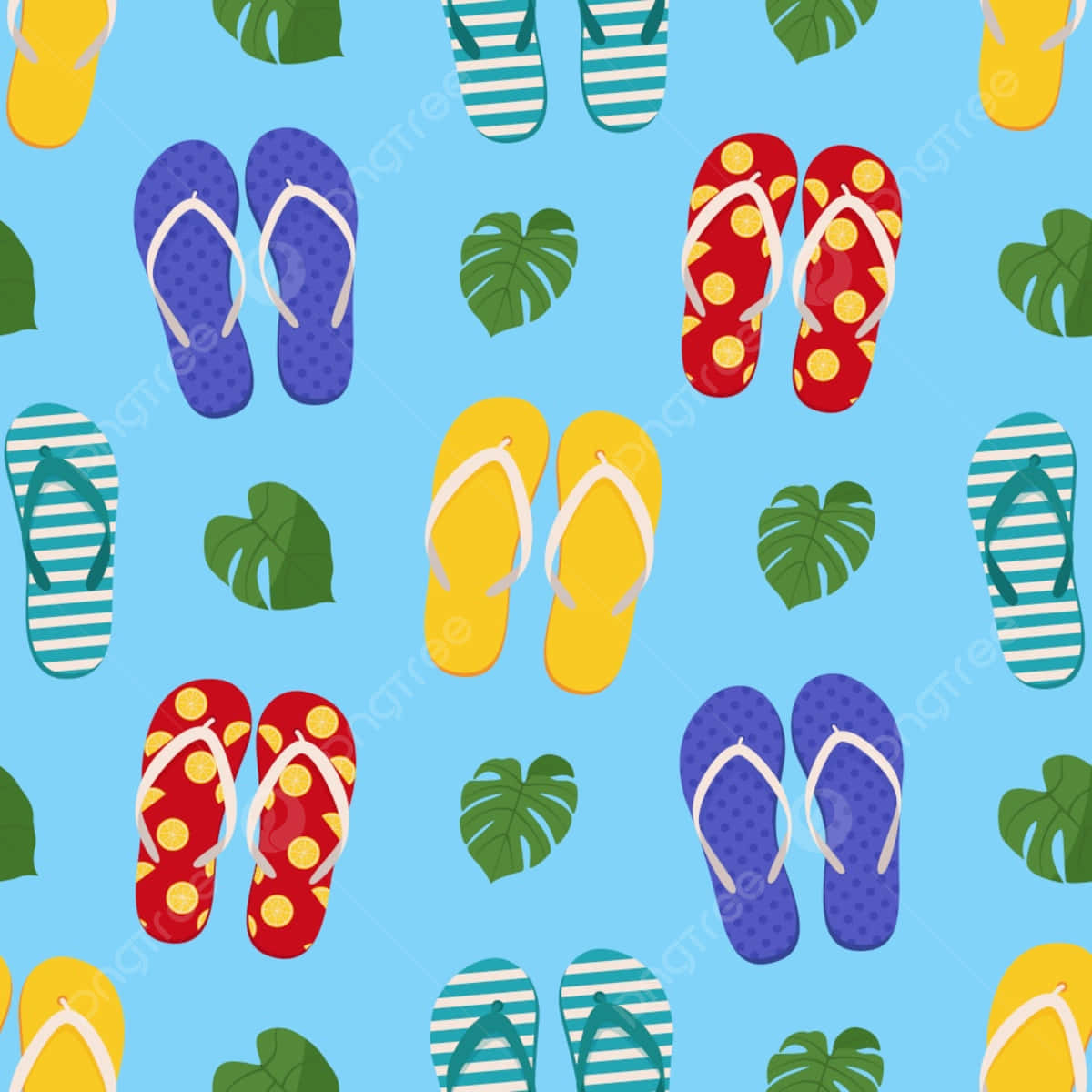 Colorful Flip Flops Pattern Wallpaper