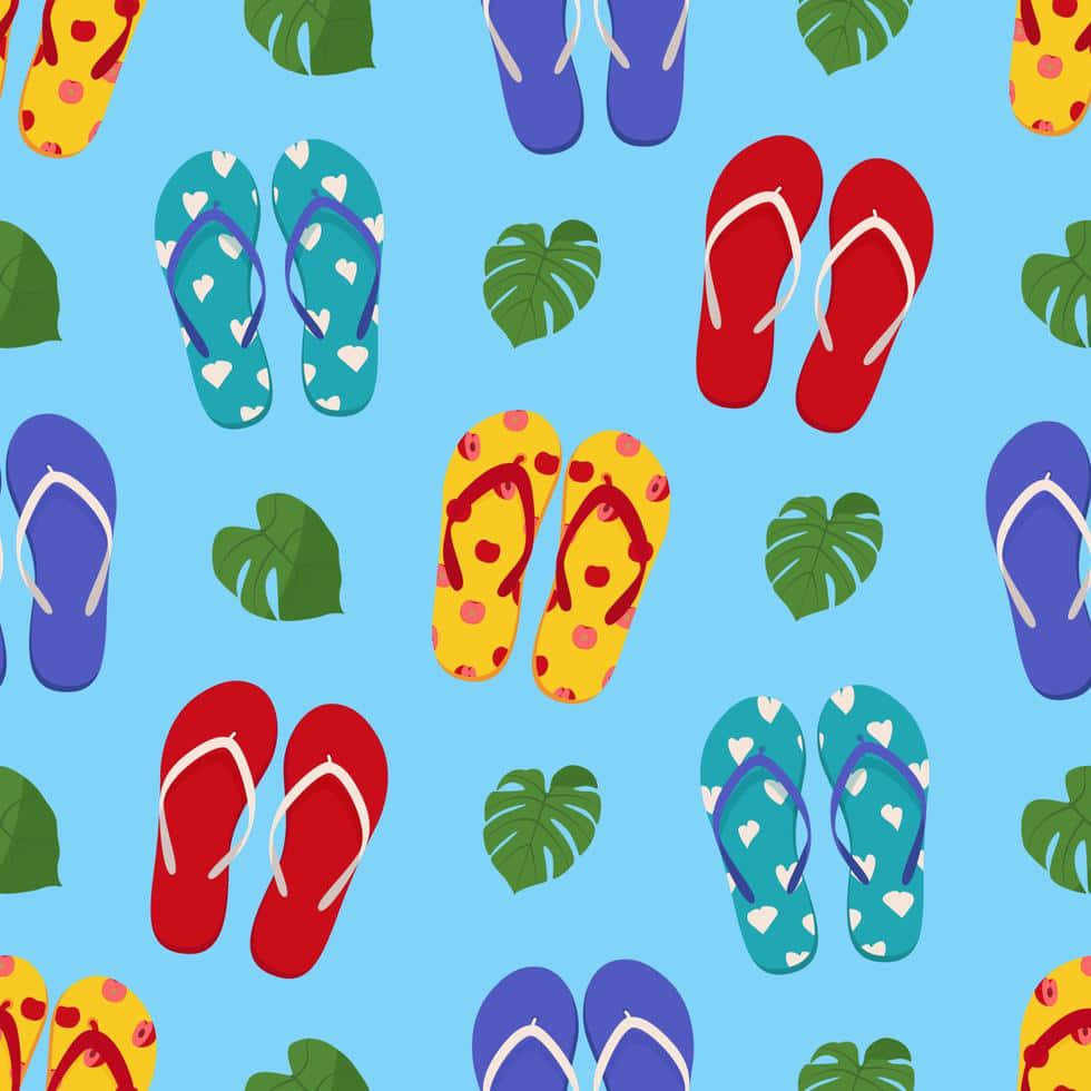 Colorful Flip Flops Pattern Wallpaper