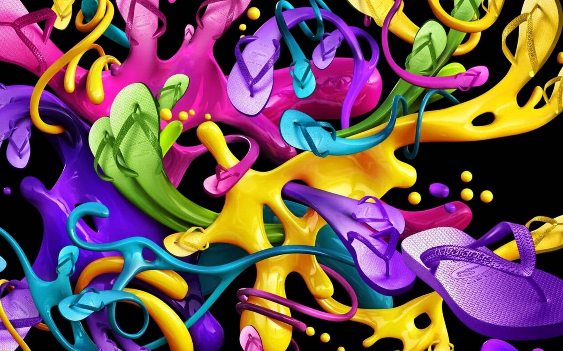 Colorful Flip Flopsin Paint Splash Wallpaper