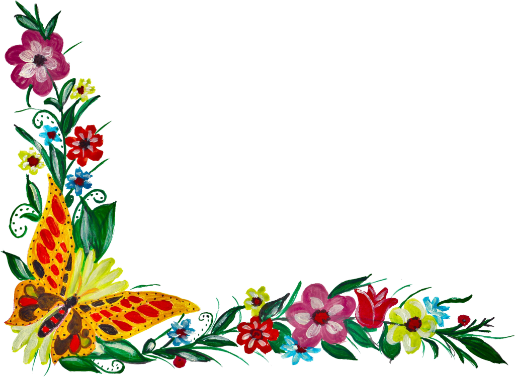 Colorful Floral Butterfly Clipart PNG