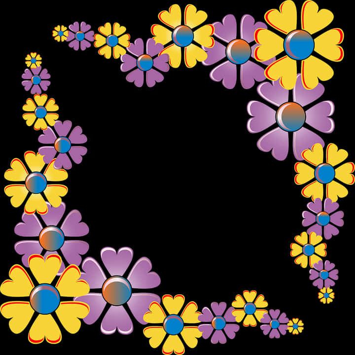 Colorful Floral Corner Design PNG