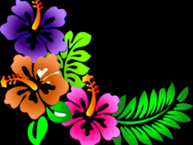 Colorful Floral Corner Design PNG