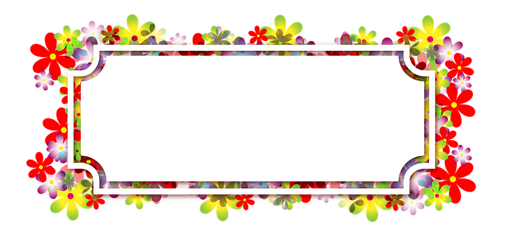 Colorful Floral Frame Template PNG