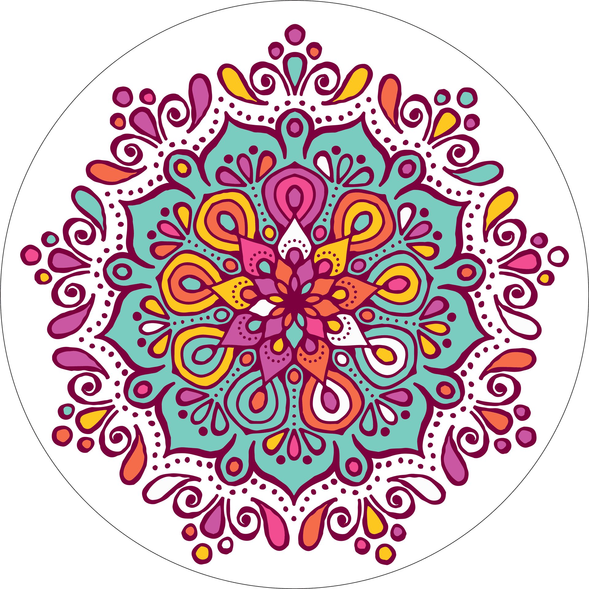 Colorful Floral Mandala Design PNG