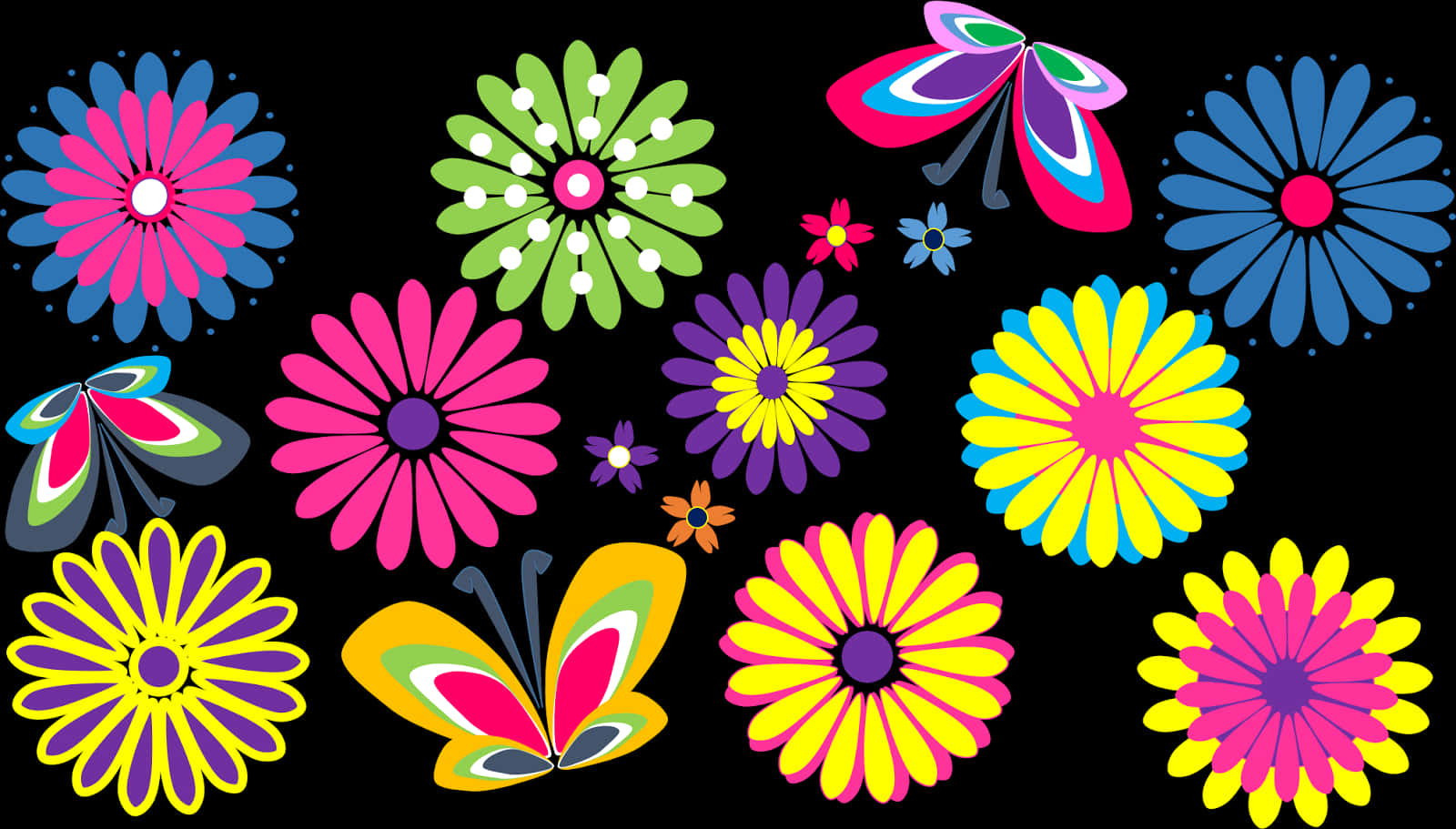 Colorful Floral Pattern Graphic PNG