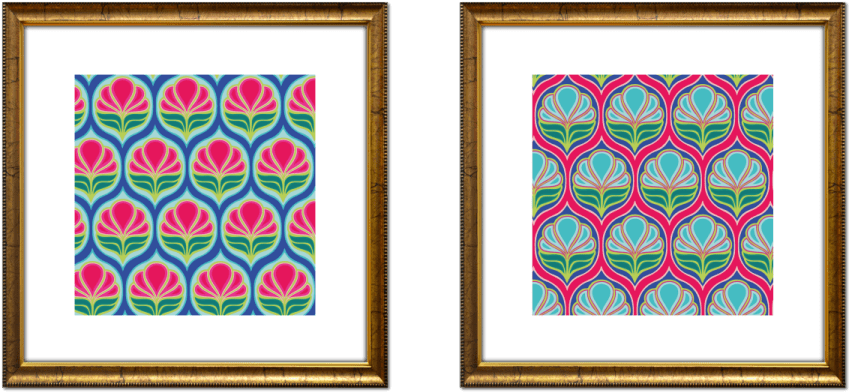 Colorful Floral Patterns Framed PNG