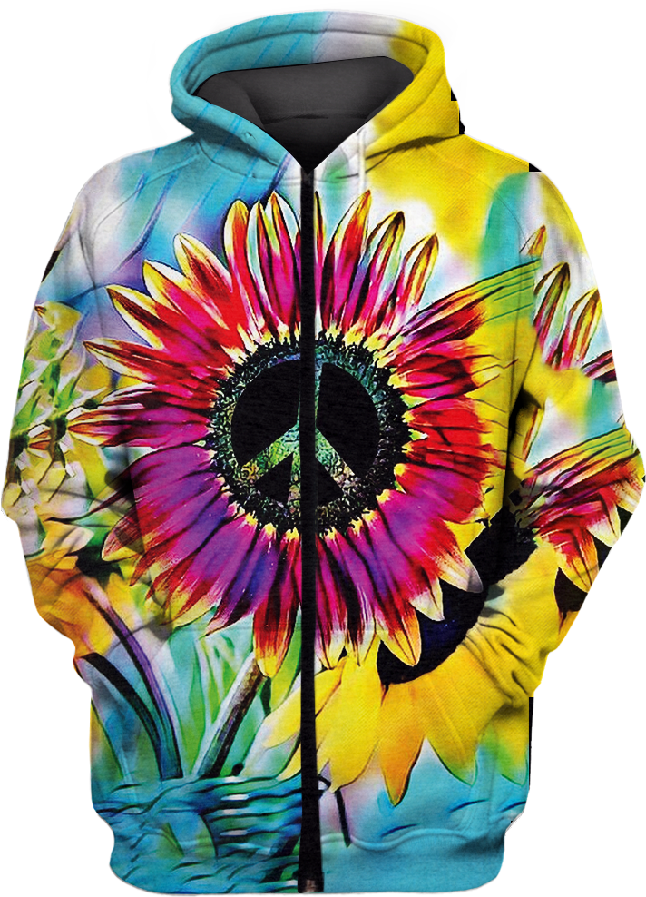 Download Colorful Floral Peace Sign Hoodie | Wallpapers.com