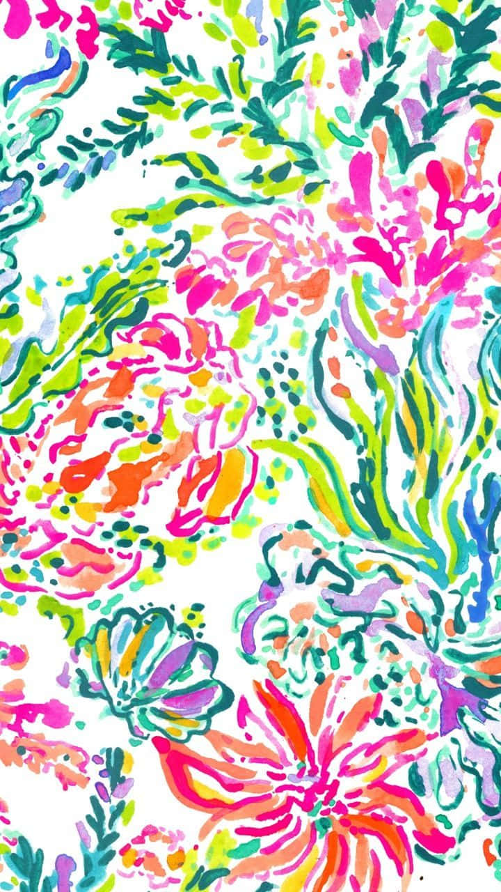 Colorful Floral Preppy Pattern Wallpaper