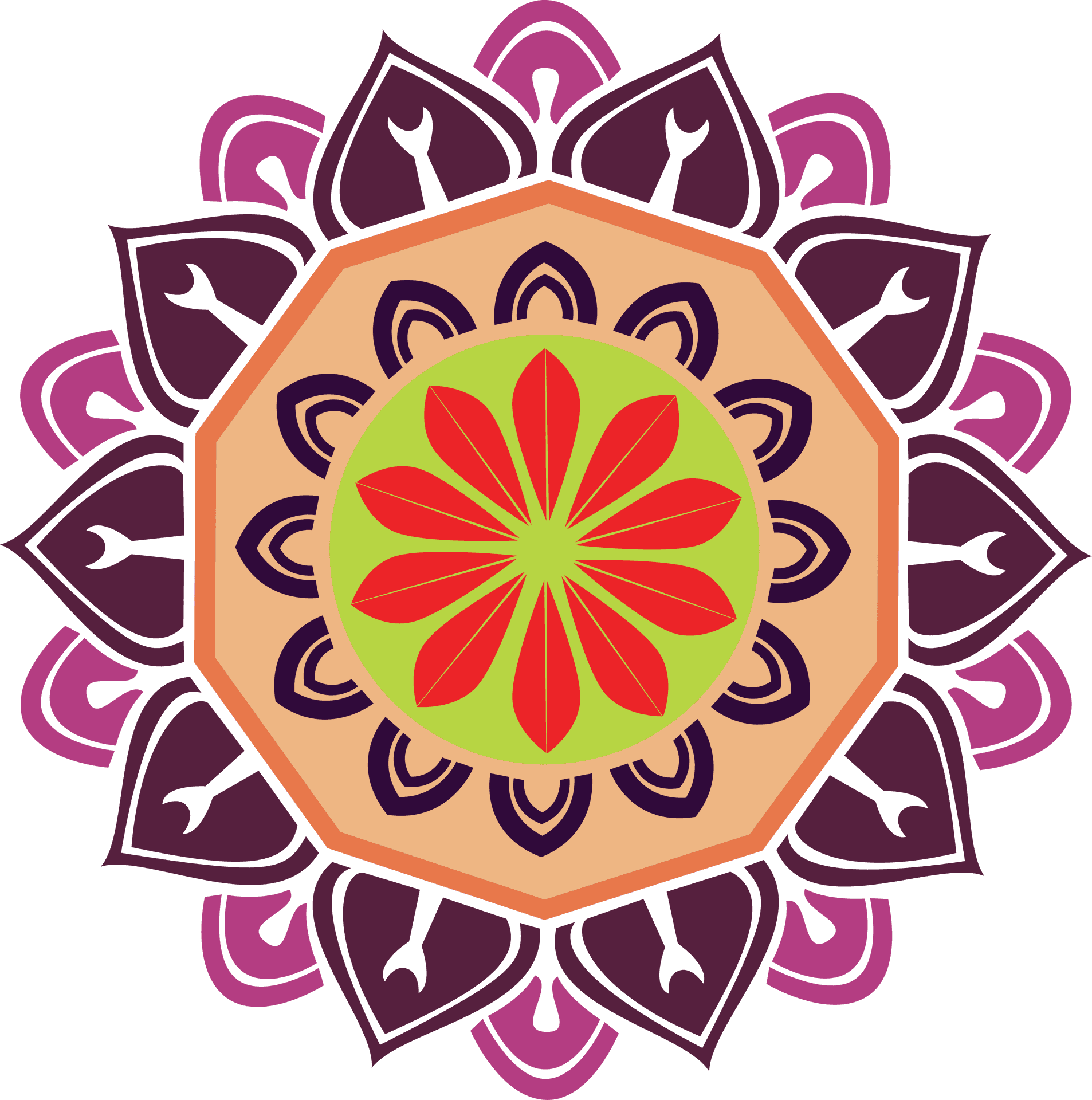 Colorful Floral Rangoli Design PNG