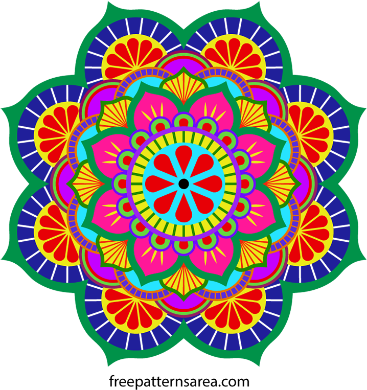 Colorful Floral Rangoli Design PNG